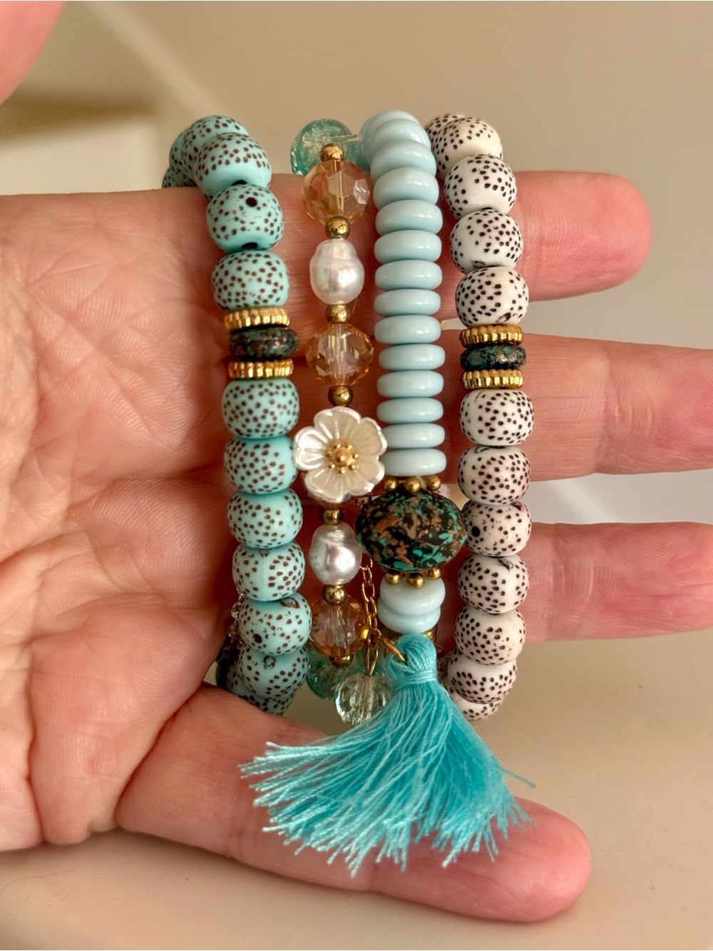 Turquoise Beaded Stack Bracelet Set (4)